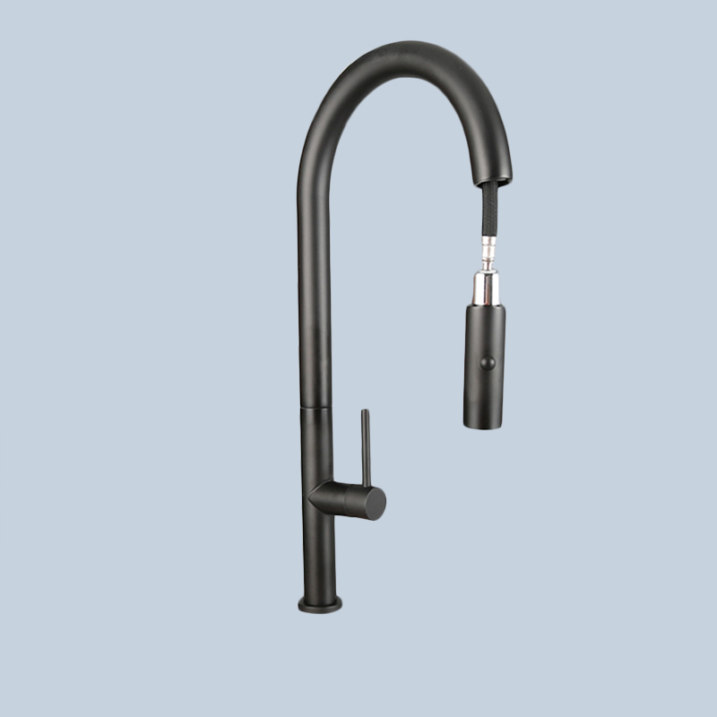 Kitchen Stainless Steel Black Pull Faucet 2