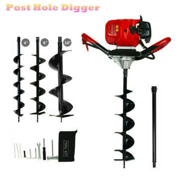 Heavy Duty Gas Powered Post Hole Digger 52cc Petrol Earth Auger Digger Fence Post Hole Borer 3 Drills Extension