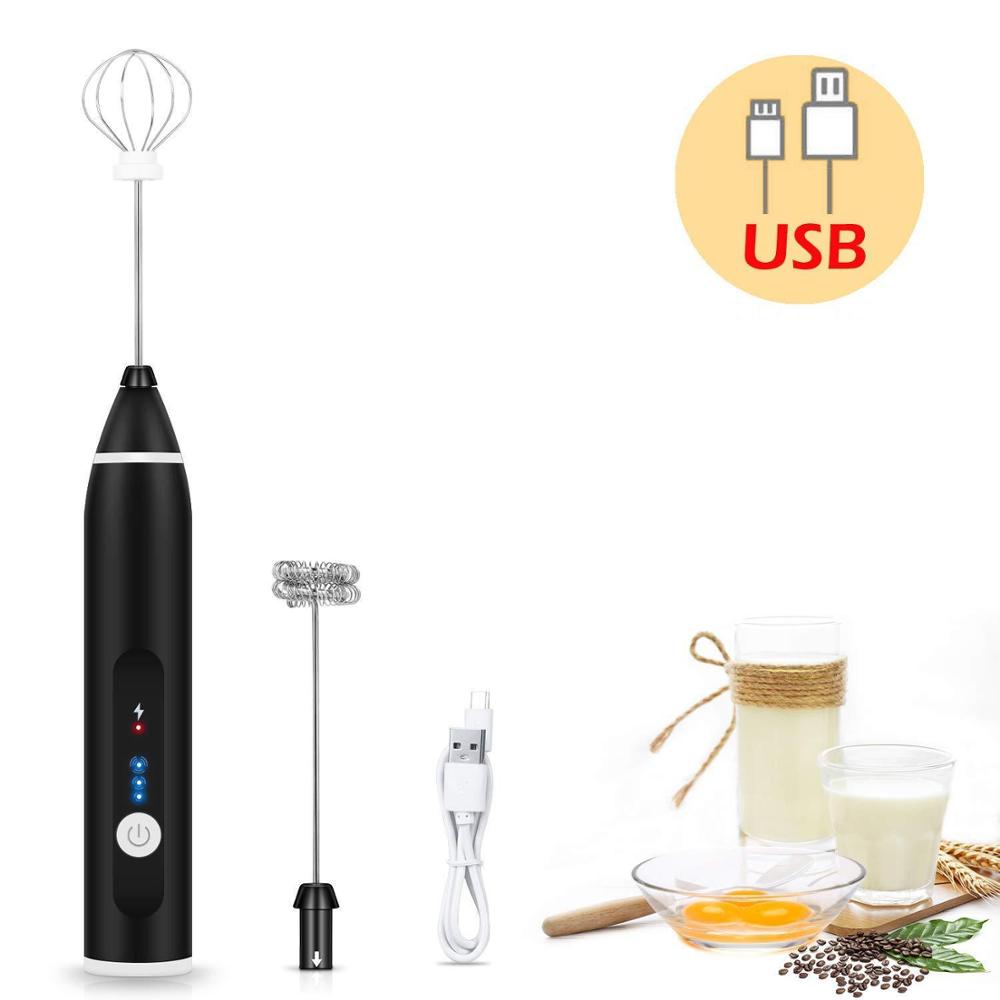 3 Speed Electric Milk Frother Spring Rechargeable Whisk Cream USB Rechargeable Hand Blenders Automatic Kitchen Juice Food Mixer