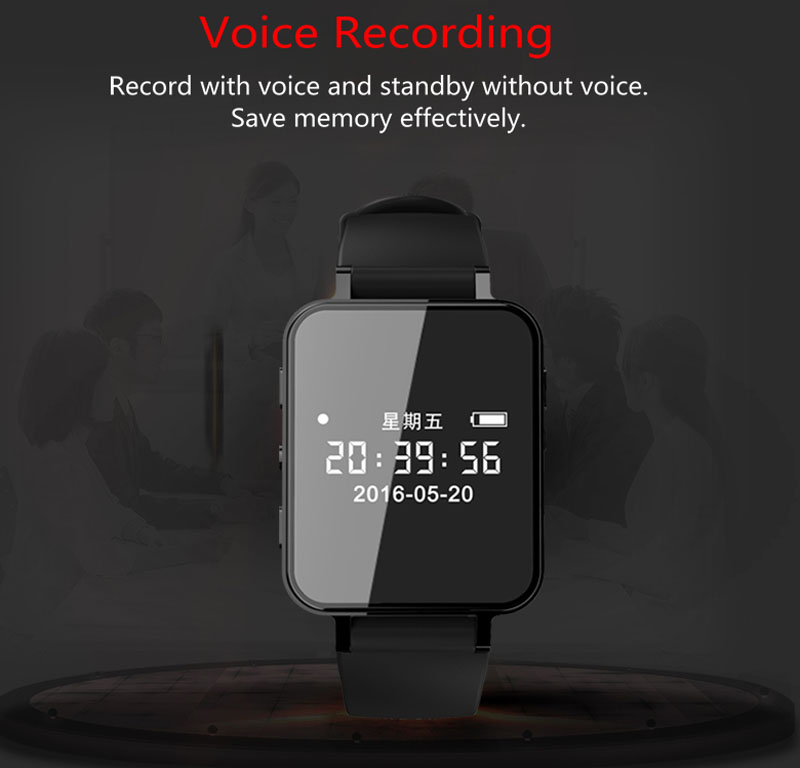 Wearable Redording Digital Voice Recorder 8G Professional Voice Actived Recorder Noise Reduction Recorder Recording Bracelet