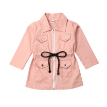 Citgeett Girls Long Sleeve Lapel Trench Kid Casual Jacket Zipped Coat Outwear Windbreaker Pink Fall Clothing