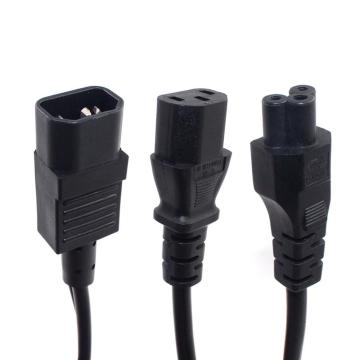 Y Type Splitter Power Cord ,IEC320 C14 Plug 3-Prong Male Power Cable Cord AC Power Adapter to C13 +C5 Female