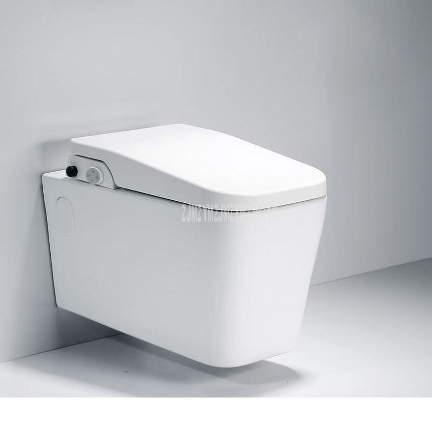 Square Intelligent Wall Mounted Flush Toilet 3 Cleaning Mode Temperature Sensing Seat Water Filter Ceramic Toilet + Water Tank