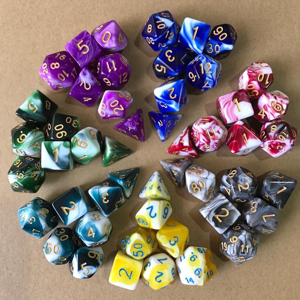 7 pc/bag Multi-sided Dice D4,D6,D8,D10,D12,D20 Running Group Digital Dice Set Acrylic Board Game Dice Toy Dungeons and Dragons