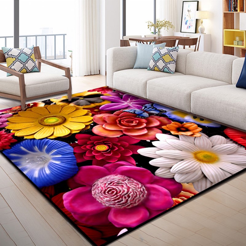 Nordic Valentine's Day Large Carpets for Living Room Bedroom Area Rug 3D Printed Red Rose Pattern Carpet alfombra Home Floor Mat