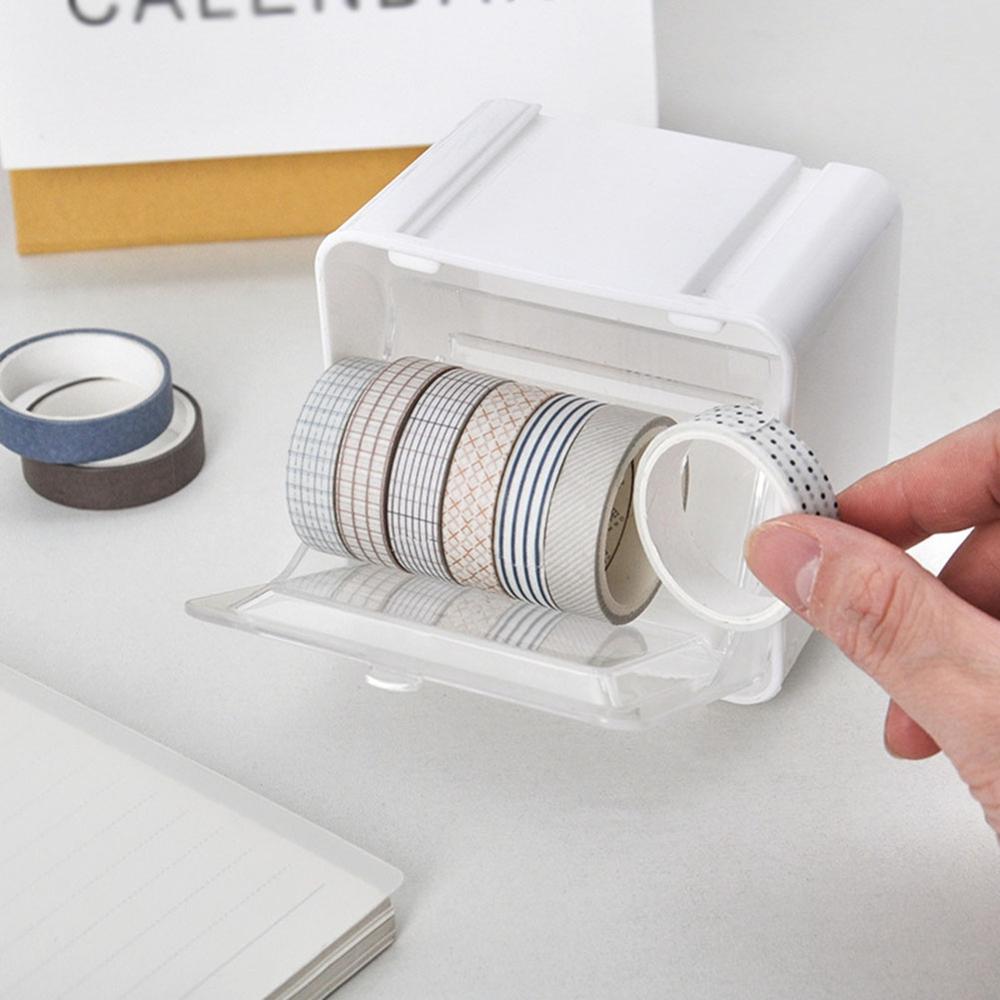 (Japan Style Masking Tape Storage Box Simple Tape Dispenser Desktop Organizer School Office Stationery Tape Holder Supplies