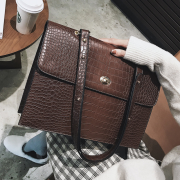 European Fashion Female Big Tote bag 2018 New Quality PU Leather Women's Large Handbag Crocodile pattern Shoulder Messenger Bags
