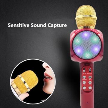 Home Karaoke Wireless Bluetooth Colorful LED Speaker Condenser Microphone Mic Suitable for musical instrument computer stage
