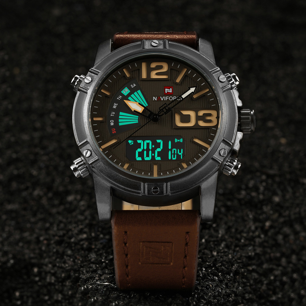 NAVIFORCE Watches Men Luxury Brand Quartz Analog Digital Leather Clock Man Sports Watches Army Military Watch Relogio Masculino