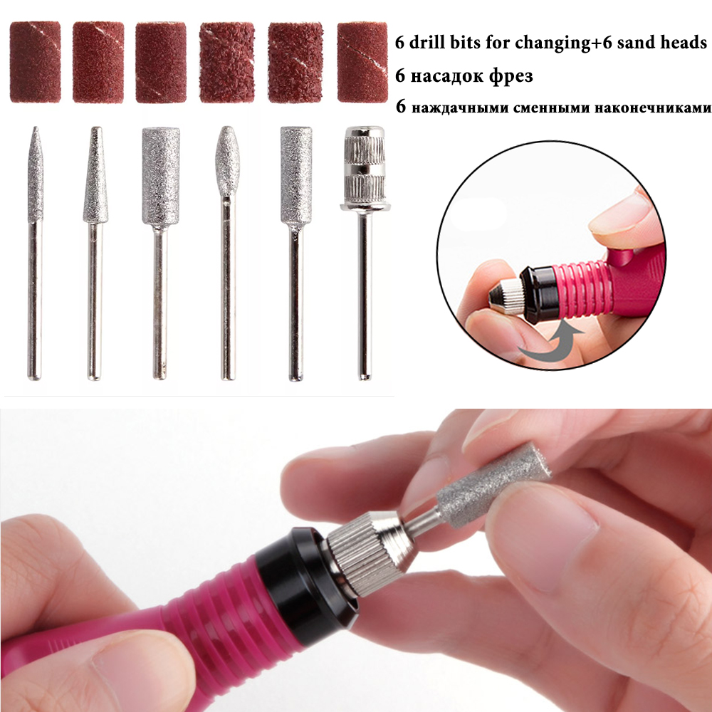 1Set Electric Nail Drill Machine Mill For Manicure Diamond Cutter For Removing Gel Varnish Nail Tools Pedicure Kit CHHBS-011P-2