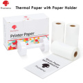 Phomemo White Self-Adhesive Thermal Paper with One Phomemo M02 Paper Holder 3 Rolls Paper 50mm x 3.5m Diameter 30mm Photo Paper