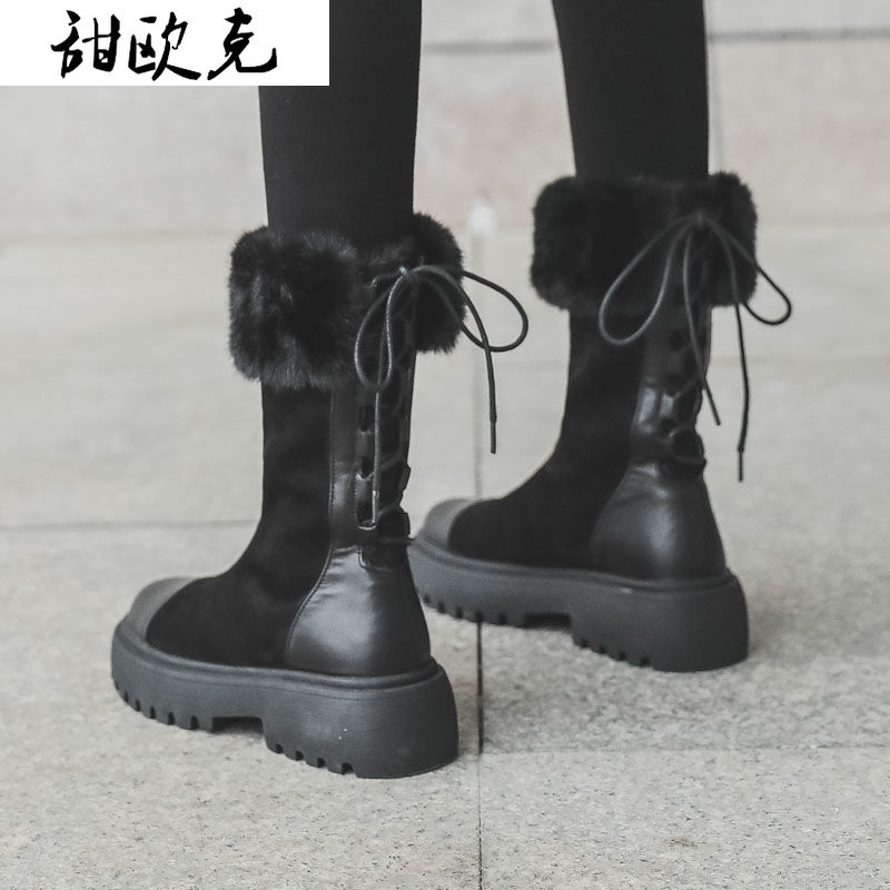 Winter Shoes Women Warm Snow Boots with Fur Fashion Brand Ladies Footware Black with Fur Female Plush Botas Mujer Invierno 2020