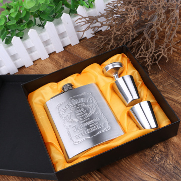 7oz Stainless Steel Hip Flask Set Pocket Flagon Whiskey Alcohol Vodka Hip Flasks Wine Beer Alcohol Bottle With Gift Box