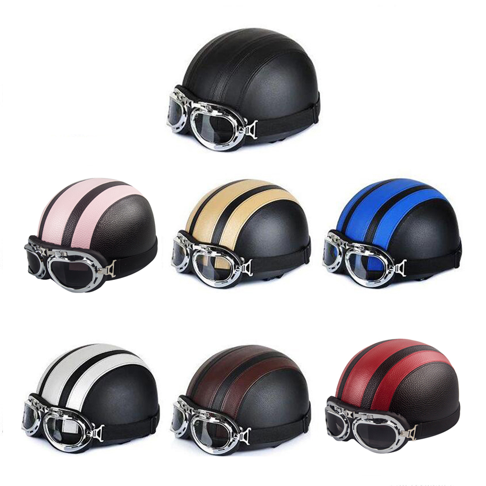 Adult Motorcycle Helmet Casque Moto Classic Retro Riding Safety Motorbike Helmet With Goggles Capacetes Para Moto Capacete