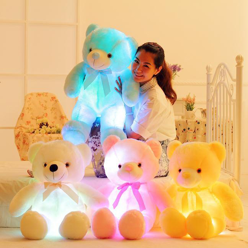 Luminous 30/50/80cm Creative Light Up LED Teddy Bear Stuffed Animal Plush Toy Colorful Glowing Teddy Bear Christmas Gift for Kid