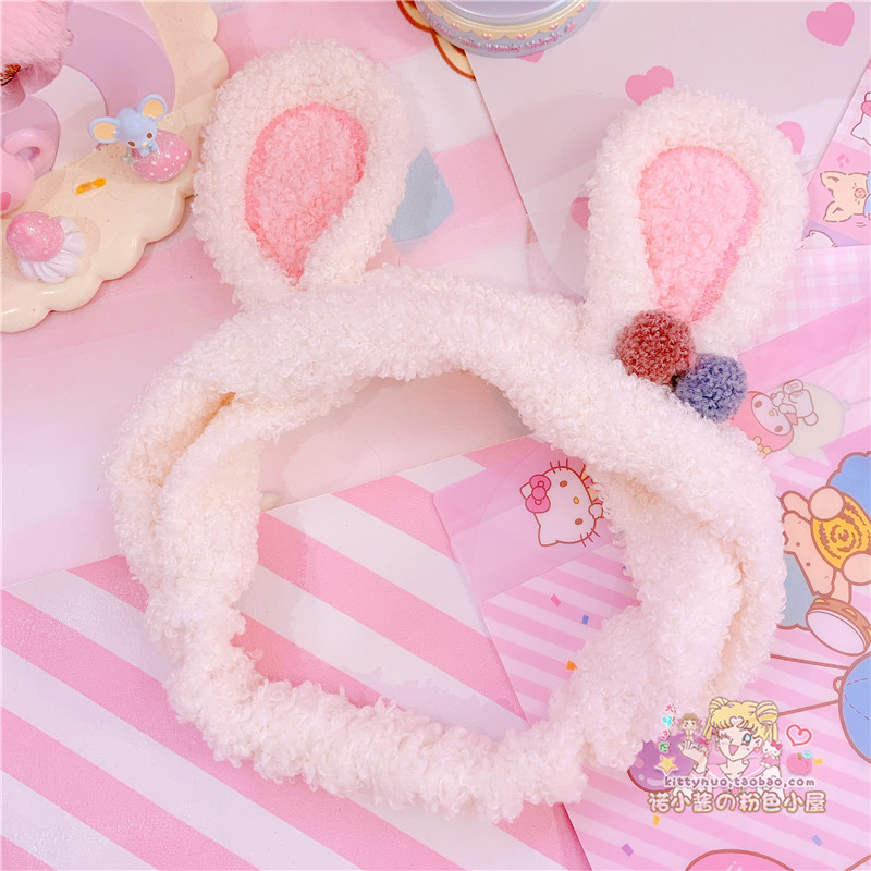 Rabbit Ear Cotton Soft Elastic Hair Ribbon SPA Bath Shower Make Up Wash Face Cosmetic Headband Hair Band Headwear