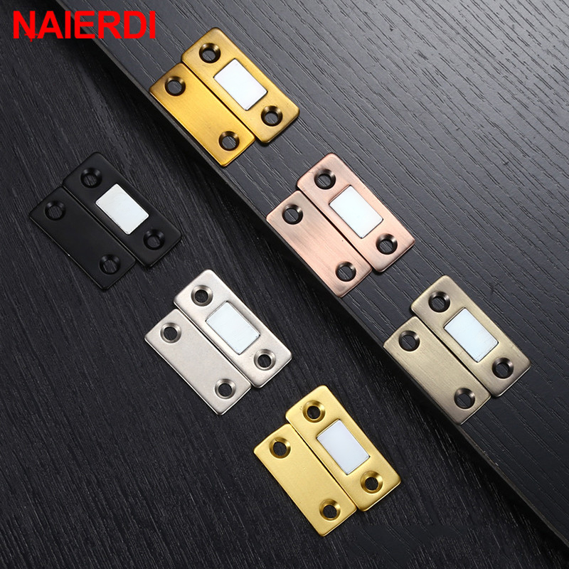NAIERDI 2pcs/Set Hidden Door Closer Magnetic Cabinet Catches Magnet Door Stops With Screw For Closet Cupboard Furniture Hardware