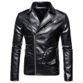 New 2020 Motorcycle Leather Jacket Men Casual Solid Color Slim Fit Zipper Long Sleeve Jacket Men Autumn Fashion PU Men's Jacket