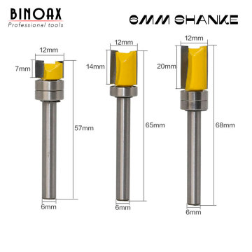 3pc 6mm Shank Bearing Flush Trim Pattern Router Bit Woodworking Milling Cutter