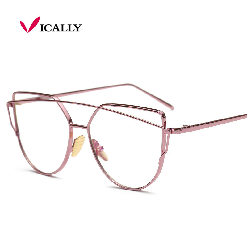 Gold Metal Frame Eyeglasses For Women Female Vintage Glasses Clear Lens Optical Frames oculos de grau Unisex NO Degrees