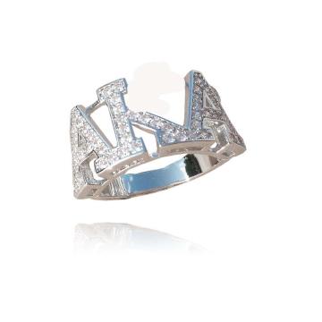 High Quality Silver Zircon GREEK SORORITY Finger Ring