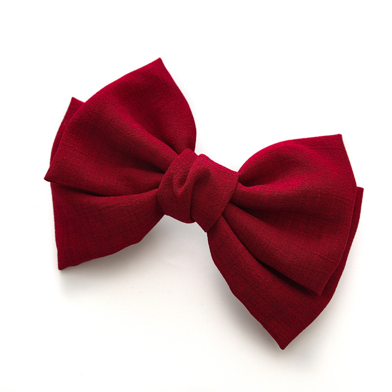 Girls New Oversized Bow Knot Hairgrips Linen Barrette Hair Clip Ponytail Women Elegant Headwear Hairpins Hair Red White Acessory