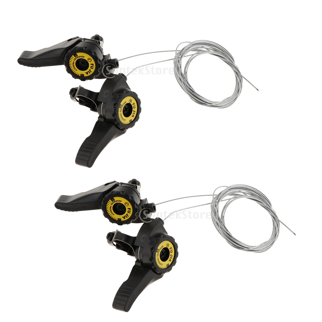 2 Pairs 3x5/3x6/3x7 Speed Thumb-tap Bicycle Shifter Levers Bike Replacement Derailleur Thumb Shifters with Cable
