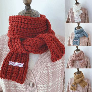 Winter Female Sweet Girls Thickened Warm Solid Knitting Wool Collar Hot Sale Scarf Unisex Men Women European and American