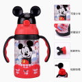 Disney 400ML Children Press The Cup Handle Baby With Straw Leak-proof Plastic Cup Flip Lovely Portable Children's Bottle