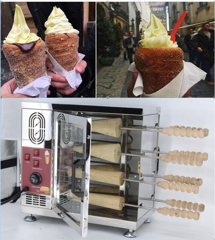 Free shipping Electrical Ice Cream Chimney Cone Maker machine; Hungarian Chimney Cake Kurtos Kalacs Suto Roll Grill Oven Machine