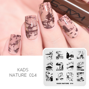 KADS Nature 014 Nail Stamping Plates Nature Pavilion Lake Viewpoint Design Image Template Nail Stencil Templates Stamping Stamp