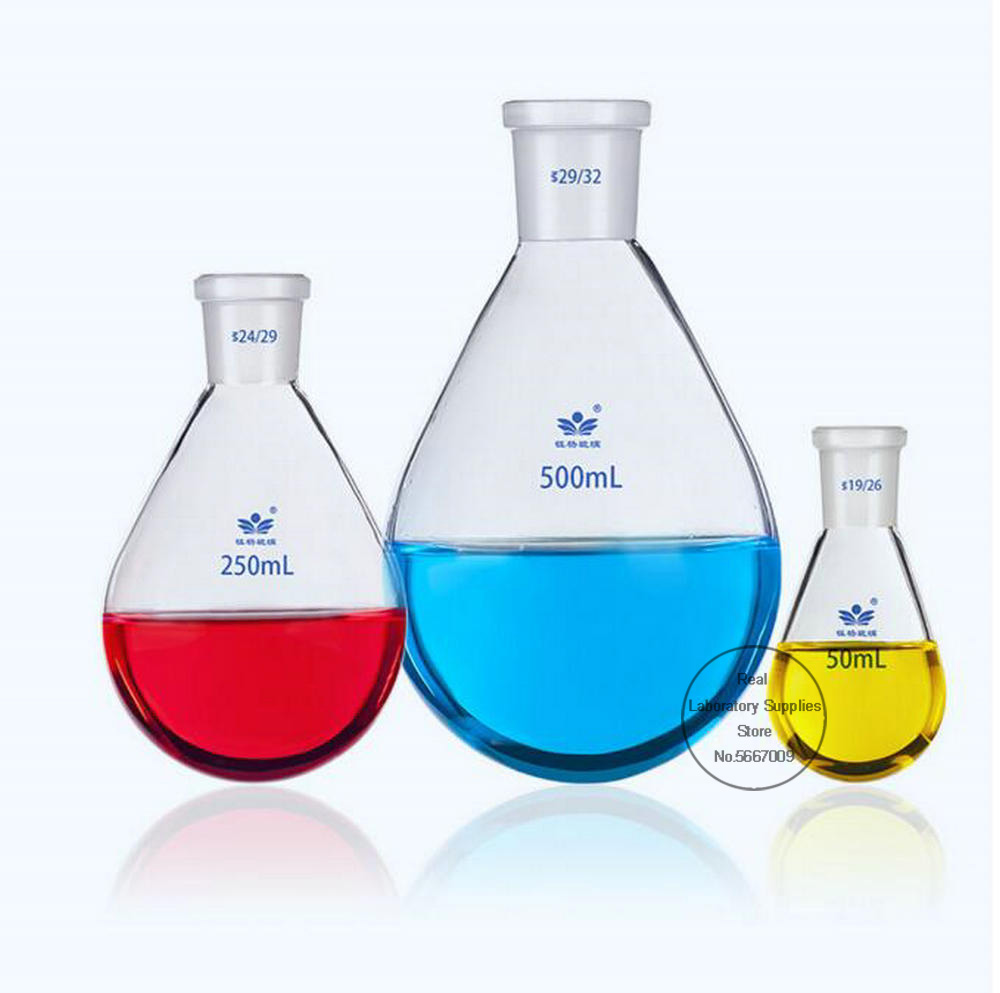 1PC Lab High borosilicate glass 50ml-2000ml #19 #24 #29 standard frosted mouth Thicken oval-shape bottom Glass Flask