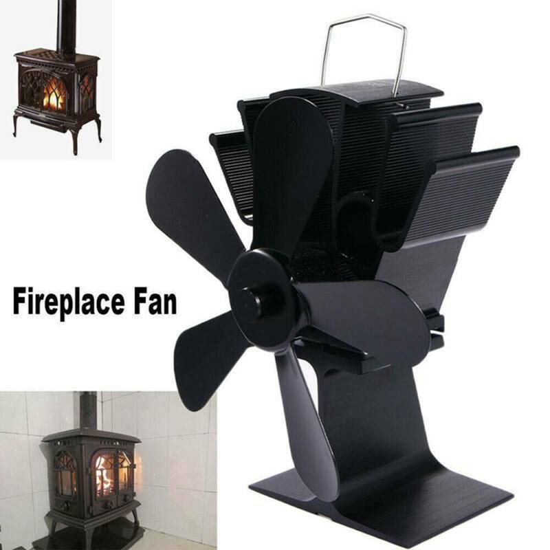 Fireplace 5Blades Heat Powered Stove Fan Log Wood Burner Quiet Home Fireplace Fan Efficient Heat Distribution