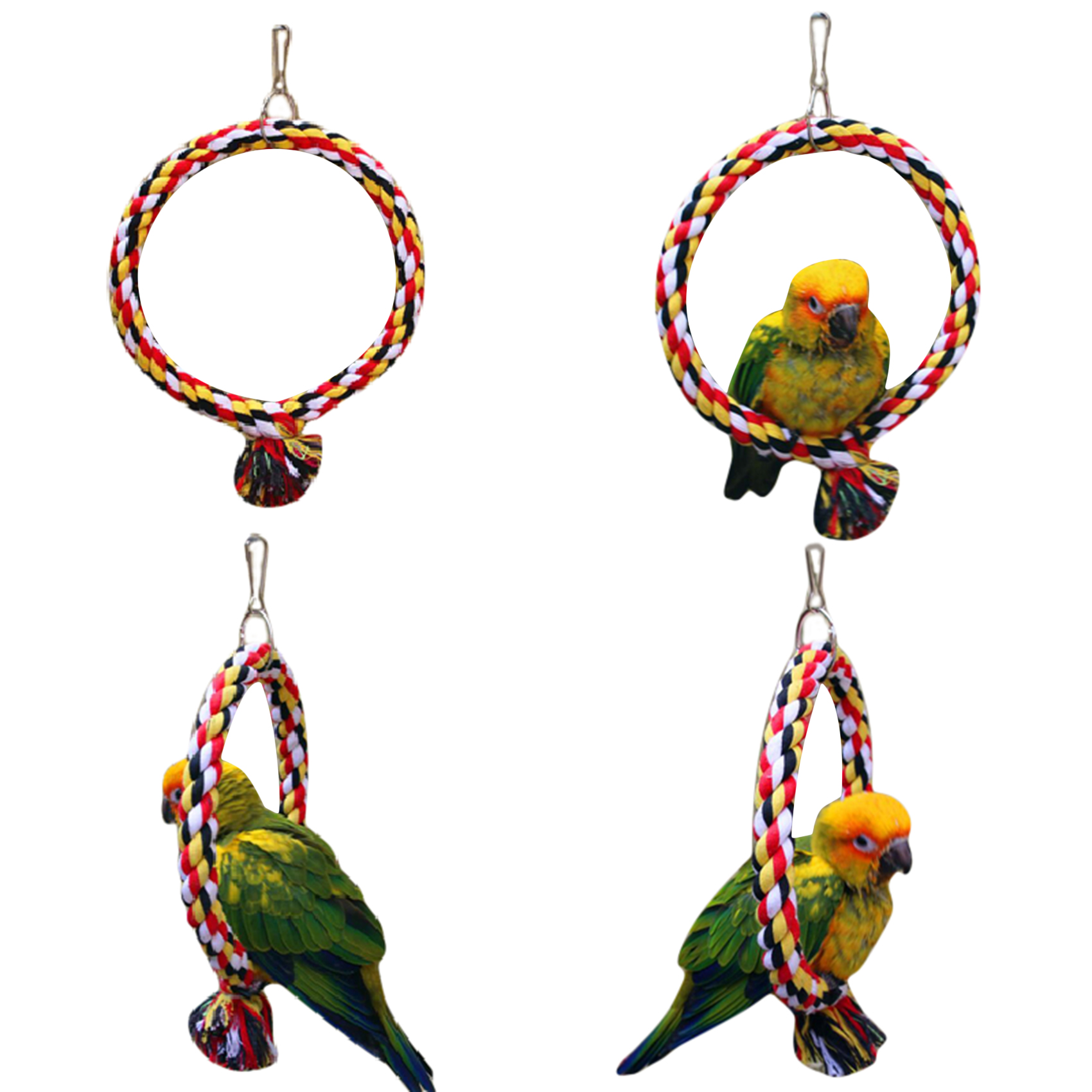 Bird Perch Toy Round Cotton Rope Chewing Bar Parrot Swing Climbing Standing Toys With Bird Supplies