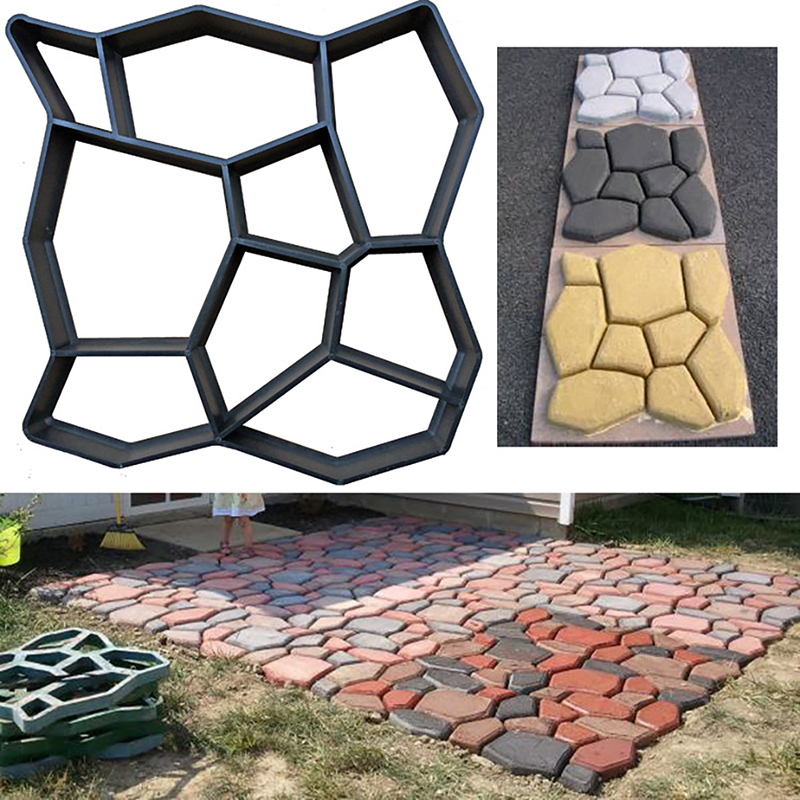 Home Garden Diy Paving Mould Manually Road Path Maker Concrete Floor Road Stepping Driveway Stone Path Maker Paving Molds