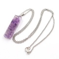 Augen 7 chakra pendant necklace Natural Amethyst Pendants Crystal gravel rectangular women's Fashion Necklace