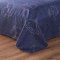 Bonenjoy Cartoon Whale Printed Bed Sheet Set 3 PCS Queen Size Flat Sheet with Pillowcase for Kids Bed Single Bedding Sheet