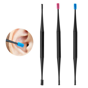 1pcs Soft Silicone Ear Pick Double-ended Earpick Ear Wax Curette Remover Ear Cleaner Spoon Ear Cleaner Spiral Design Swabs