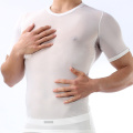 Men Undershirts Male Sleepwear See-Through Tops Tees Short Sleeve Basic T Shirts Transparent Tops Underwear Breathable Clothing