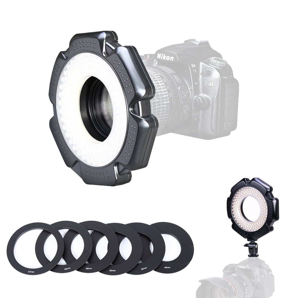 160 Macro Photo 10W LED Camera Video Ring Light Dimmable with Adapter Rings for Canon Nikon Sony Olympus Camera DSLR