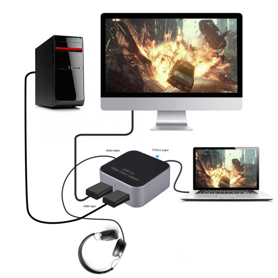 HDMI to TYPE-C Video Capture Video Capture Card USB 3.0 1080p 60Hz Dongle Game Streaming Live Stream Broadcast with MIC input