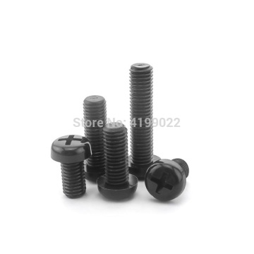 50pcs M2/M2.5/M3/M4*4/5/6/8/10/12/15/18/20 DIN7985 Black Round Nylon Cross Recessed Pan Head Screws Plastic Phillips Screw bolt