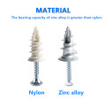 100pcs Metal & Nylon Self-Drilling drywall / zinc alloy plasterboard Anchor with tapping screw kit