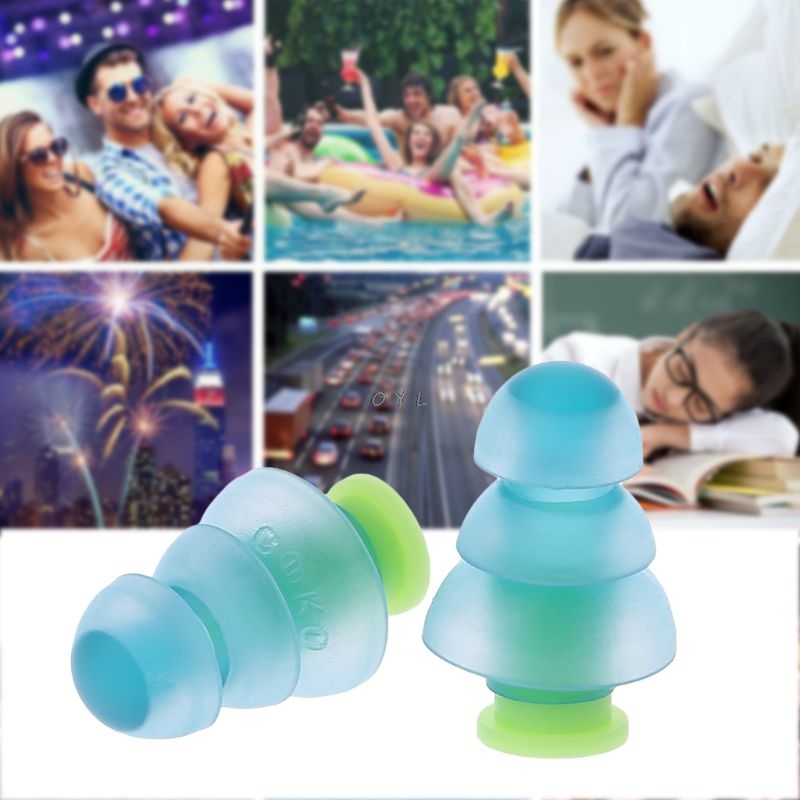 1 Pair Silicone Earplugs Noise Cancelling Reusable Ear Plugs Hearing Protection newest