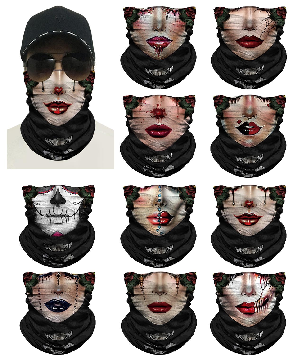 3D Halloween Role Playing Balaclava Motorcycle Riding Mask Bike Scarf Turban Headband Multi-Style Men and Women