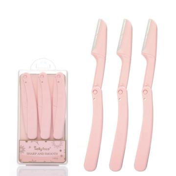 3 Pcs/Set Ladies Folding Eyebrow Knife With Net Eyebrow Repairer Eyebrow Trimmer Makeup Tools For Women NEW