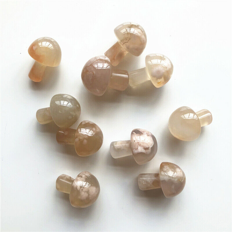 Medium Cute Natural Crystal Mushroom Agate Stone Crystal Polished Mushroom Meditation Reiki Healing Natural Quartz Crystals