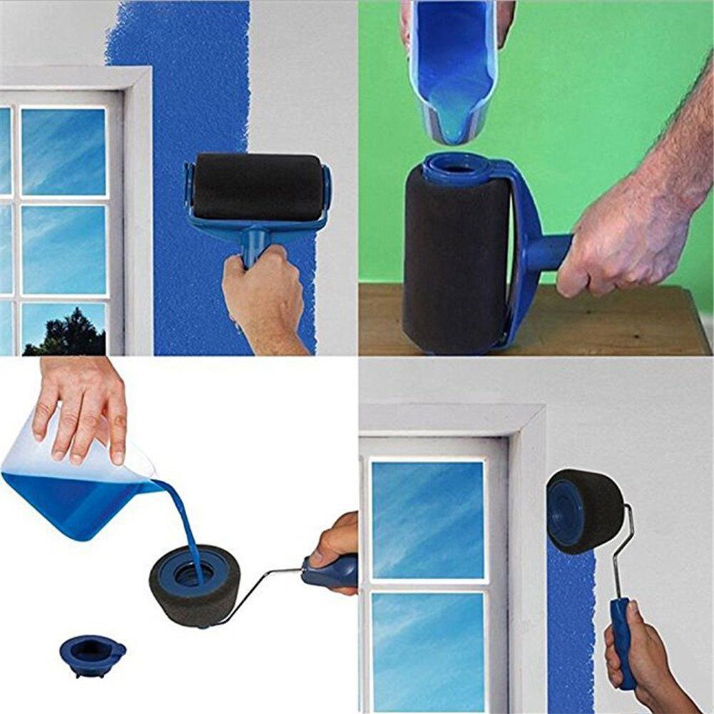Wholesale price Paint Runner Pro Roller Brush Handle Tool Flocked Edger Office Room Wall painting Home Garden Paint Rollers Set