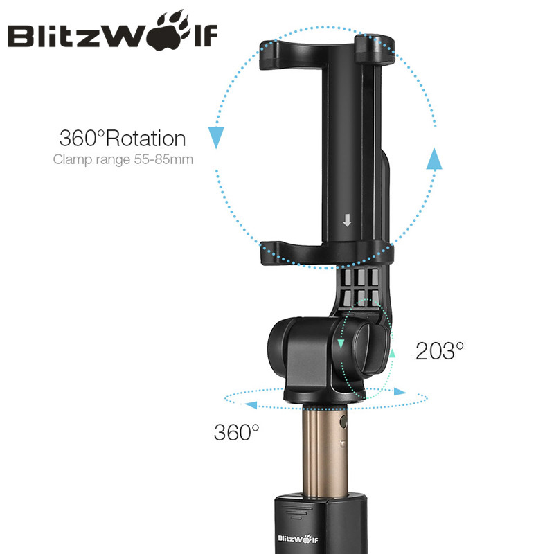 BlitzWolf BS3 Wireless bluetooth Selfie Stick Mini Tripod Extendable Foldable Monopod For iPhone For Samsung Xiaomi Huawei Phone