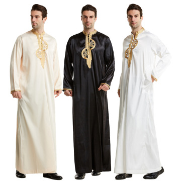 Muslim Men Jubba Thobe Islamic Clothing Stand Collar Kimono Long Robe Saudi Musulman Wear Abaya Caftan Jubah Dubai Arab Dressing